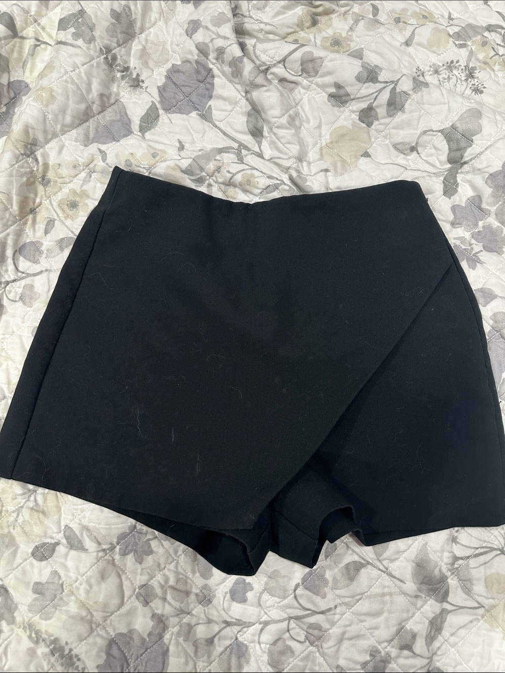 Zara Black Asymmetric Skort Shorts